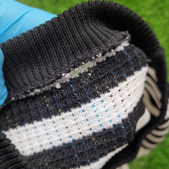 VTG 80s MOD Striped Preppy Waffle Knit Shirt Tee Womens L Striped Ringer - Picture 5 of 5